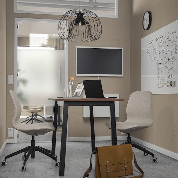Ikea MITTZON - Conference table, walnut veneer/black, 140x68x75 cm
