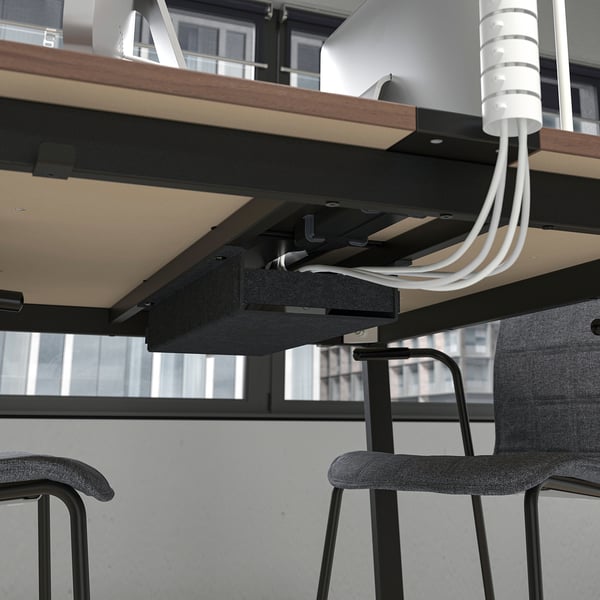 MITTZON - MITTZON Conference table, walnut veneer/black, 140x108x75 cm
