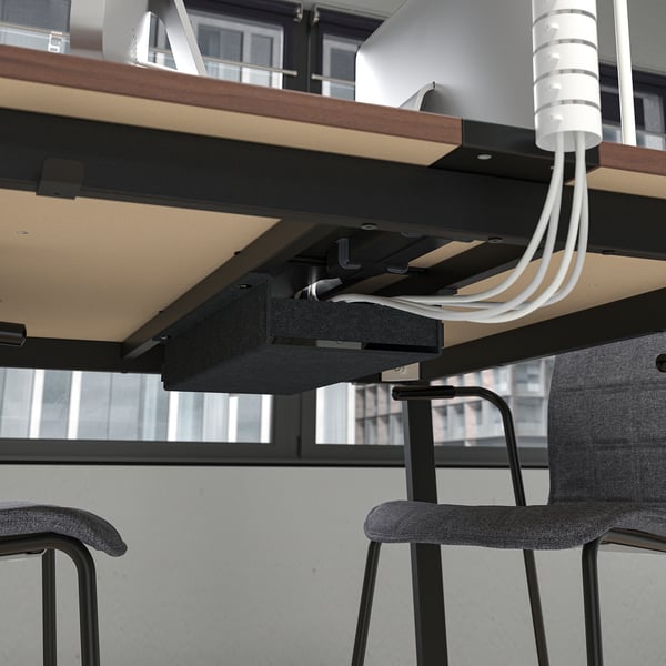 MITTZON conference table, walnut veneer/black, 140x108x105 cm