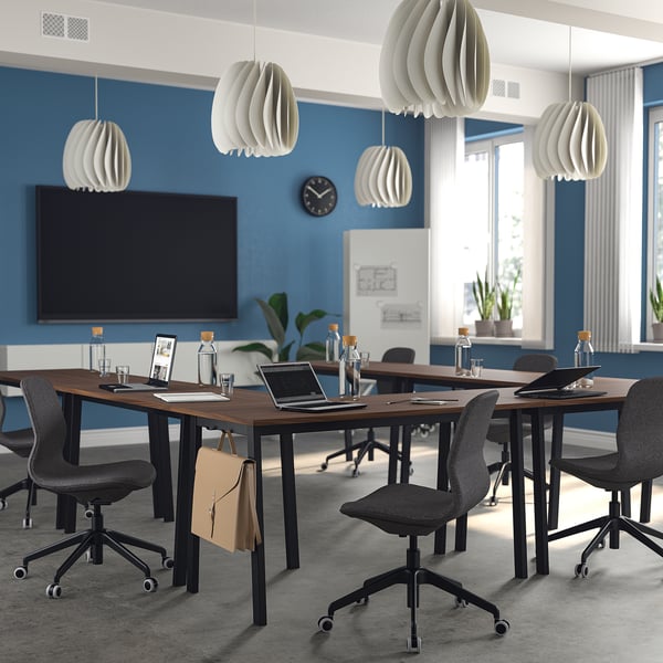 MITTZON conference table, walnut veneer/black, 140x68x75 cm