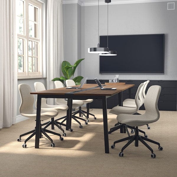 Ikea MITTZON - Conference table, walnut veneer/black, 140x108x75 cm