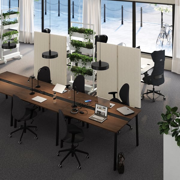 MITTZON conference table, walnut veneer/black, 140x108x75 cm