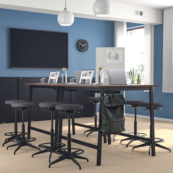 Ikea MITTZON - Conference table, walnut veneer/black, 140x108x105 cm