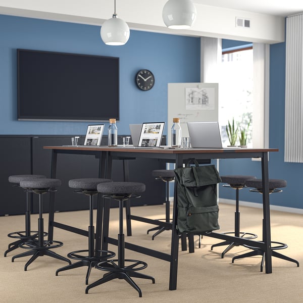 MITTZON conference table, walnut veneer/black, 140x108x105 cm