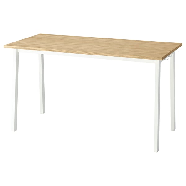 MITTZON - Conference table, oak veneer/white, 140x68x75 cm