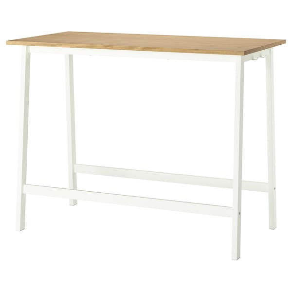 MITTZON - Conference table, oak veneer/white, 140x68x105 cm