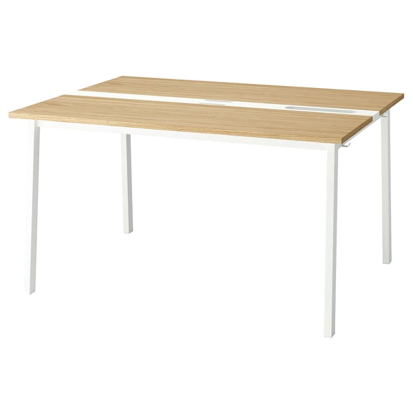 MITTZON conference table, oak veneer/white, 140x108x75 cm