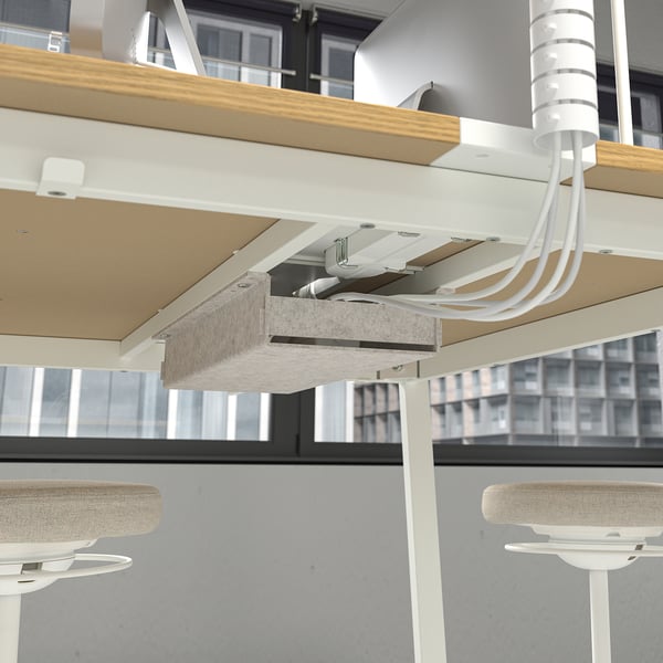 MITTZON conference table, oak veneer/white, 140x108x105 cm