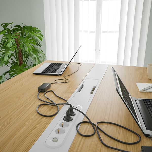 MITTZON conference table, oak veneer/white, 140x108x105 cm