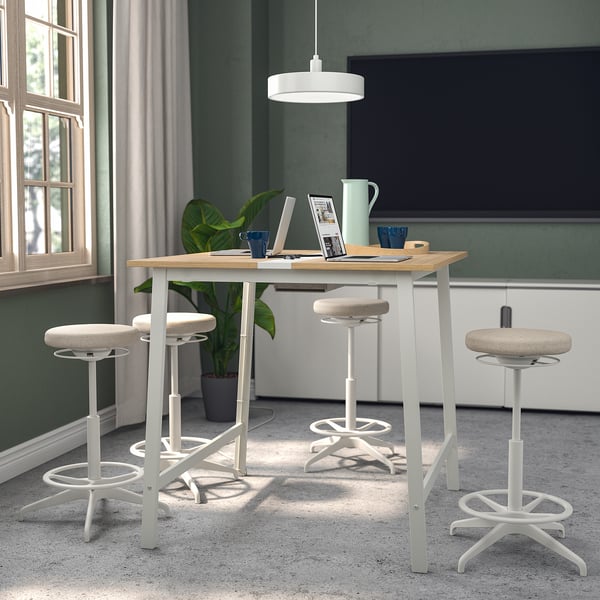 MITTZON conference table, oak veneer/white, 140x108x105 cm