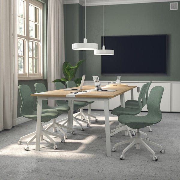 Ikea MITTZON - Conference table, oak veneer/white, 140x108x75 cm