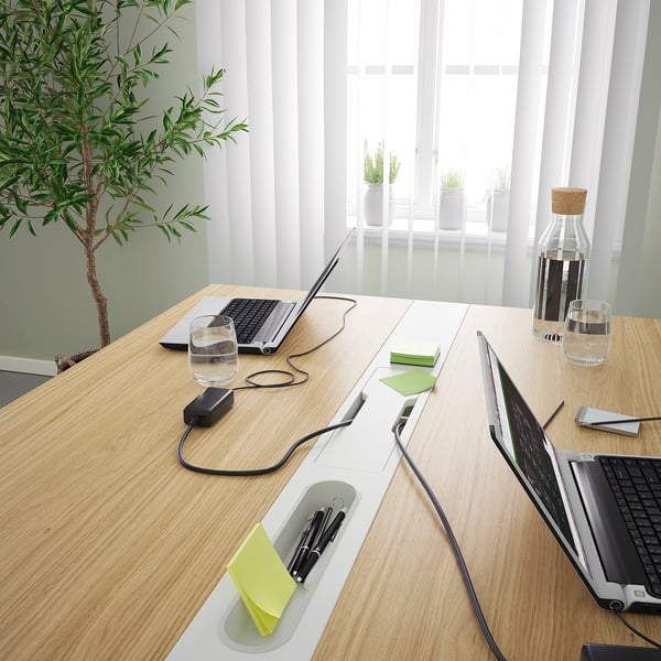 MITTZON conference table, oak veneer/white, 140x108x75 cm