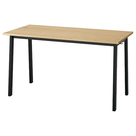 MITTZON - Conference table, oak veneer/black, 140x68x75 cm