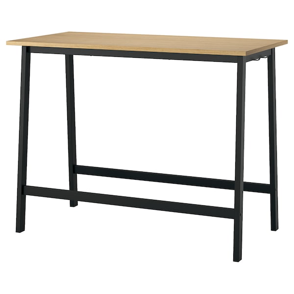 MITTZON - Conference table, oak veneer/black, 140x68x105 cm