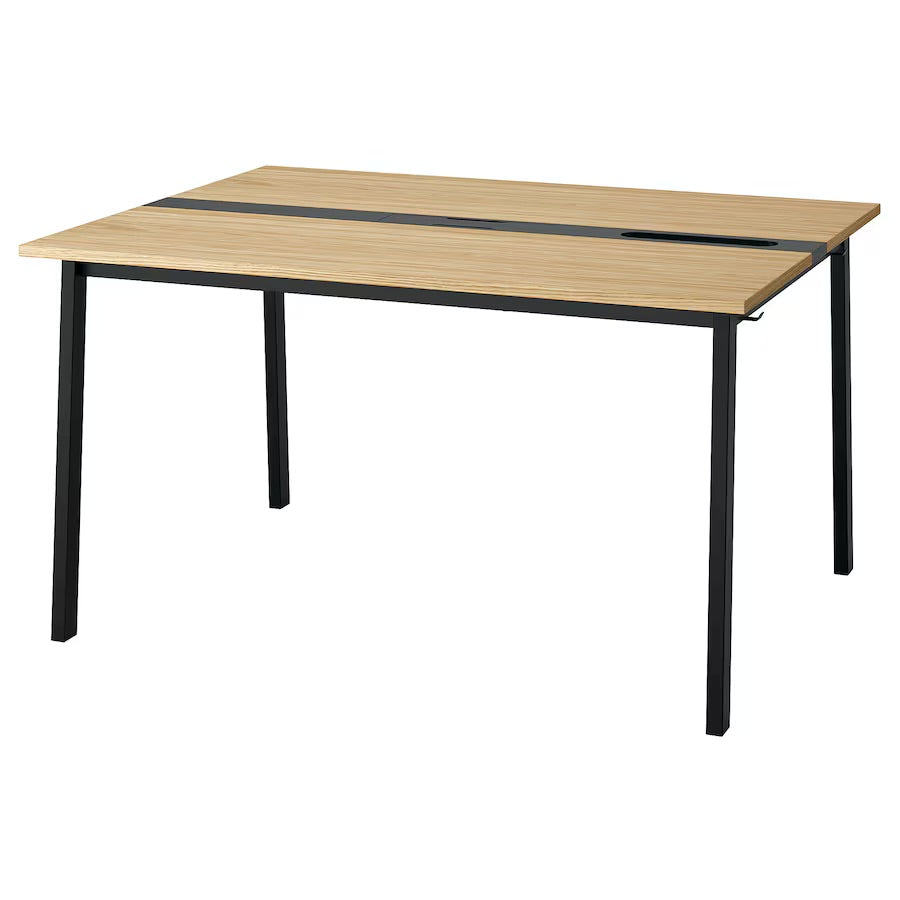 MITTZON - Conference table, oak veneer/black, 140x108x75 cm