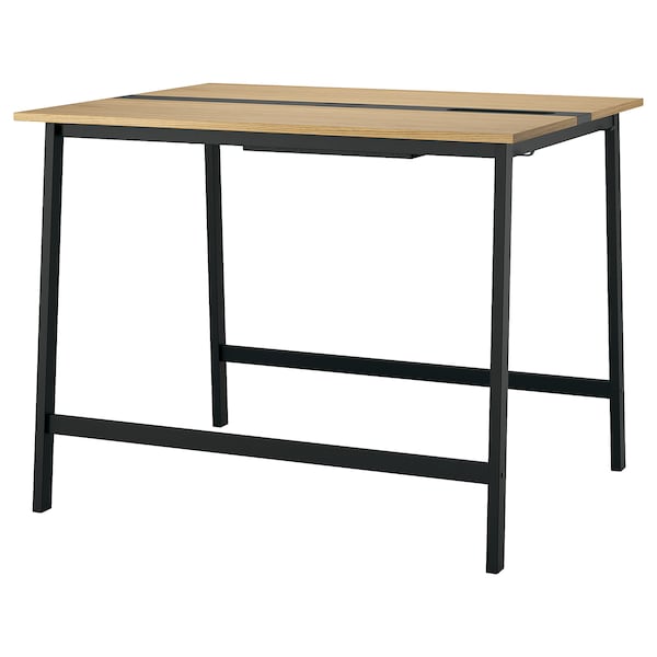 MITTZON - Conference table, oak veneer/black, 140x108x105 cm