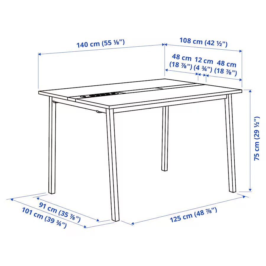 Ikea MITTZON - Conference table, oak veneer/black, 140x108x75 cm