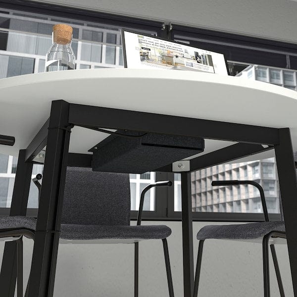 Ikea MITTZON - Conference table, round white/black, 120x75 cm