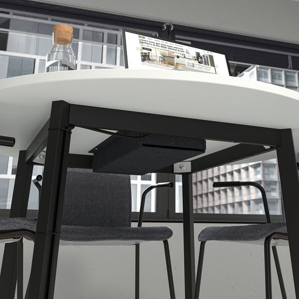 MITTZON conference table, round white/black, 120x75 cm