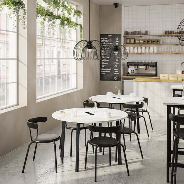 MITTZON conference table, round white/black, 120x75 cm