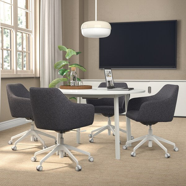 MITTZON - Conference table, round/white, 120x75 cm