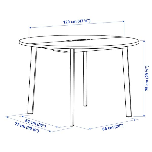 MITTZON - Conference table, round/white, 120x75 cm