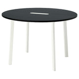 MITTZON conference table, round black stained ash veneer/white, 120x75 cm