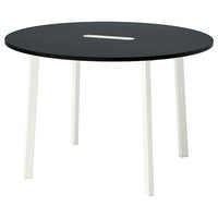 MITTZON - Conference table, round black stained ash veneer/white, 120x75 cm