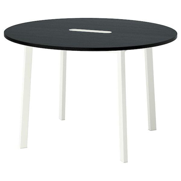 Ikea MITTZON - Conference table, round black stained ash veneer/white, 120x75 cm