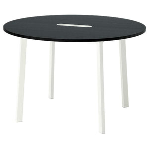 Ikea MITTZON - Conference table, round black stained ash veneer/white, 120x75 cm