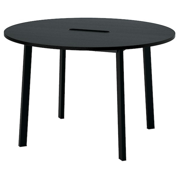MITTZON - Conference table, round black stained ash veneer/black, 120x75 cm