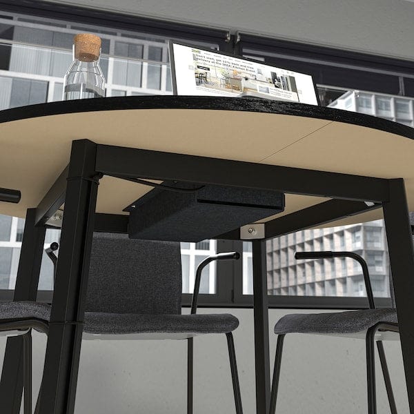 Ikea MITTZON - Conference table, round black stained ash veneer/black, 120x75 cm