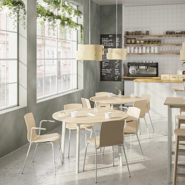 Ikea MITTZON - Conference table, round birch veneer/white, 120x75 cm