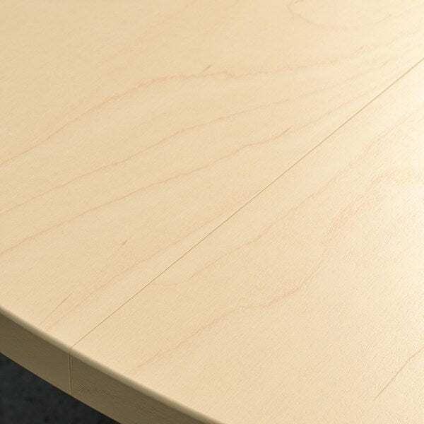 MITTZON - Conference table, round birch veneer/black, 120x75 cm