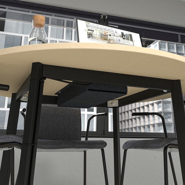 Ikea MITTZON - Conference table, round birch veneer/black, 120x75 cm