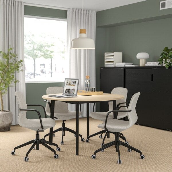 Ikea MITTZON - Conference table, round birch veneer/black, 120x75 cm