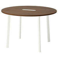 MITTZON - Conference table, round walnut veneer/white, 120x75 cm