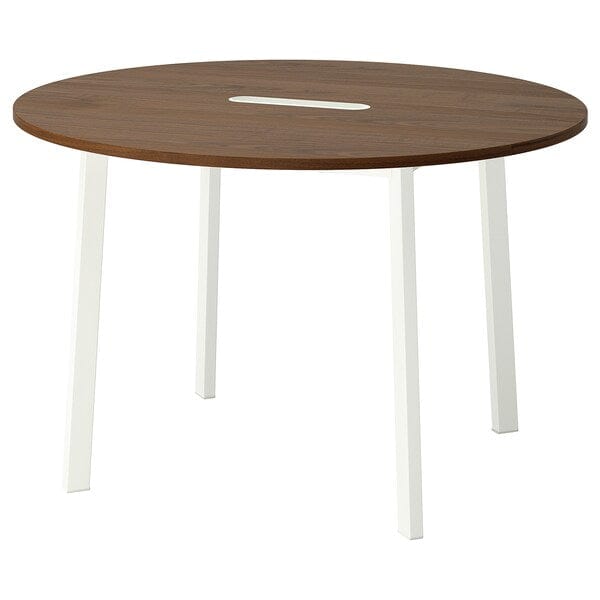 Ikea MITTZON - Conference table, round walnut veneer/white, 120x75 cm