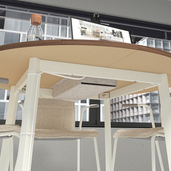 Ikea MITTZON - Conference table, round walnut veneer/white, 120x75 cm