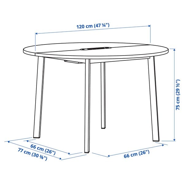 Ikea MITTZON - Conference table, round walnut veneer/white, 120x75 cm