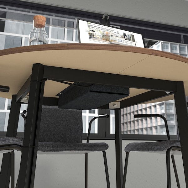 Ikea MITTZON - Conference table, round walnut veneer/black, 120x75 cm