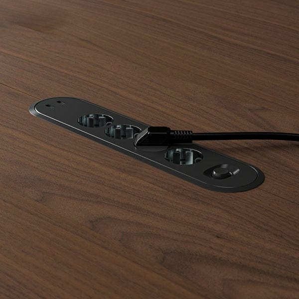 Ikea MITTZON - Conference table, round walnut veneer/black, 120x75 cm