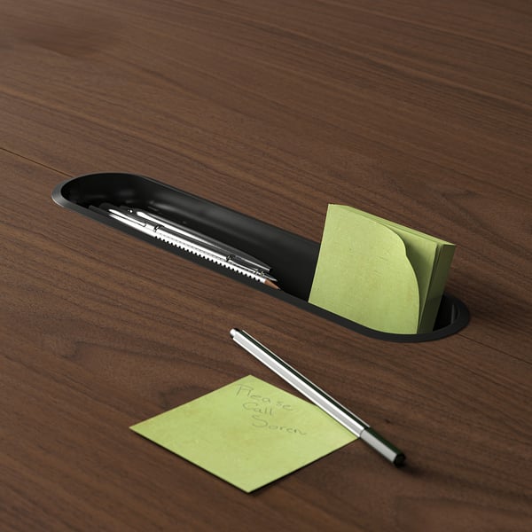 MITTZON conference table, round walnut veneer/black, 120x75 cm