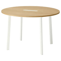MITTZON - Conference table, round oak veneer/white, 120x75 cm