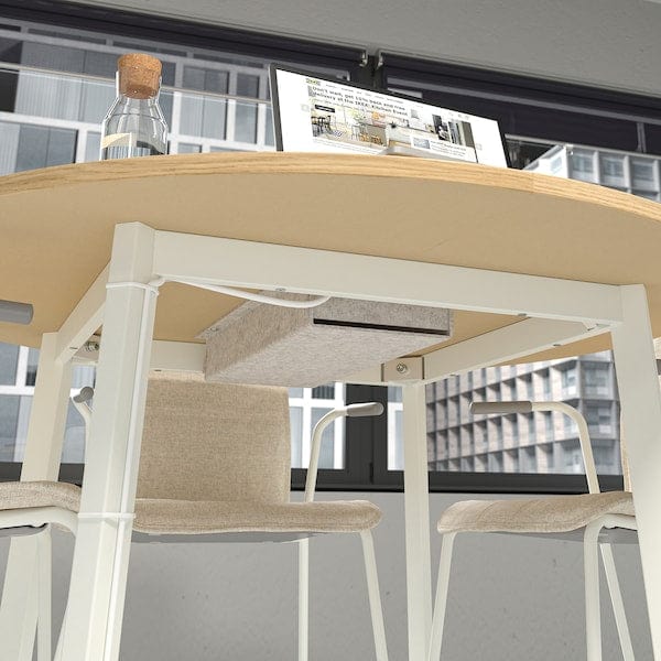 Ikea MITTZON - Conference table, round oak veneer/white, 120x75 cm