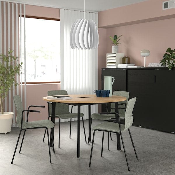 Ikea MITTZON - Conference table, round oak veneer/black, 120x75 cm