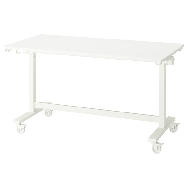 MITTZON - Foldable table with castors, white, 140x70 cm