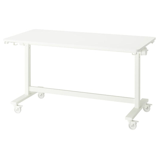 MITTZON - Foldable table with castors, white, 140x70 cm