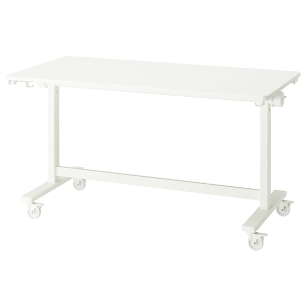 MITTZON foldable table with castors, white, 140x70 cm