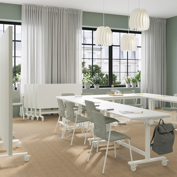 MITTZON - Foldable table with castors, white, 140x70 cm